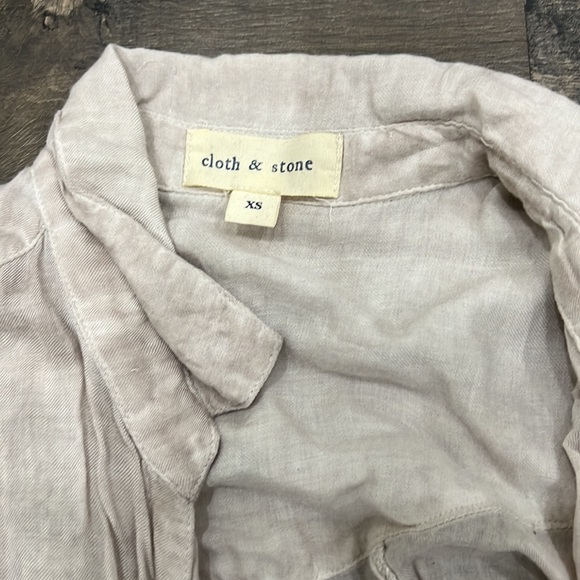 Cloth & Stone Dusty Beige / Mauve Button long Sleeve shirt - Picture 4 of 8